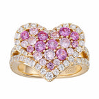 925 Sterling Silver Heart Ring Rose Gold Plated Pink Purple Cubic Zirconia Pave