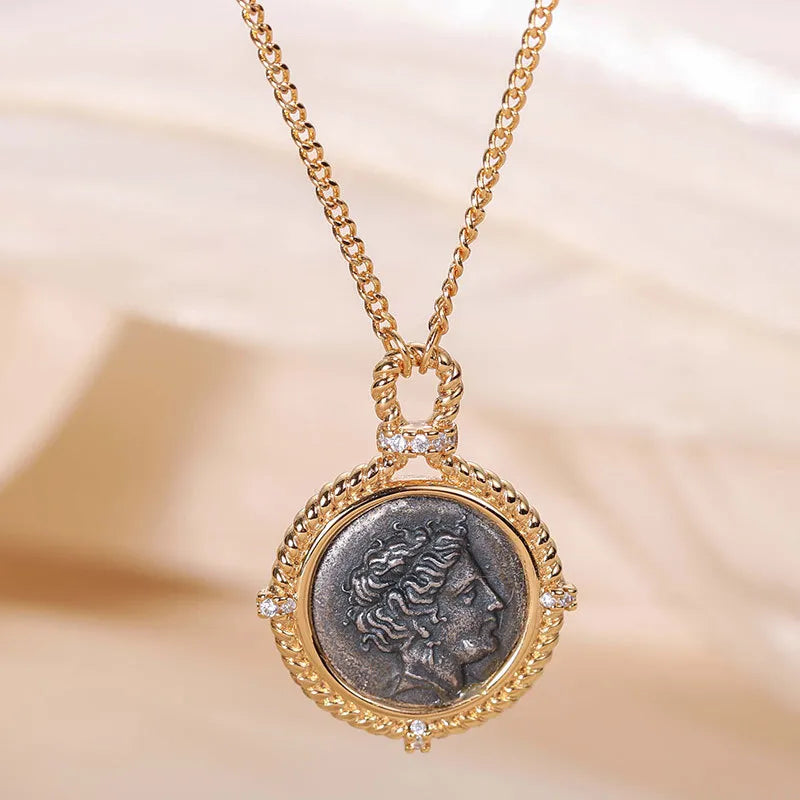925 Sterling Silver Hera Coin Pendant Necklace