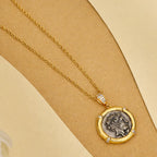 925 Sterling Silver Hera Framed Coin Pendant Necklace