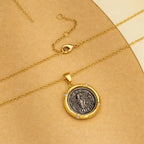 925 Sterling Silver Hera Framed Coin Pendant Necklace