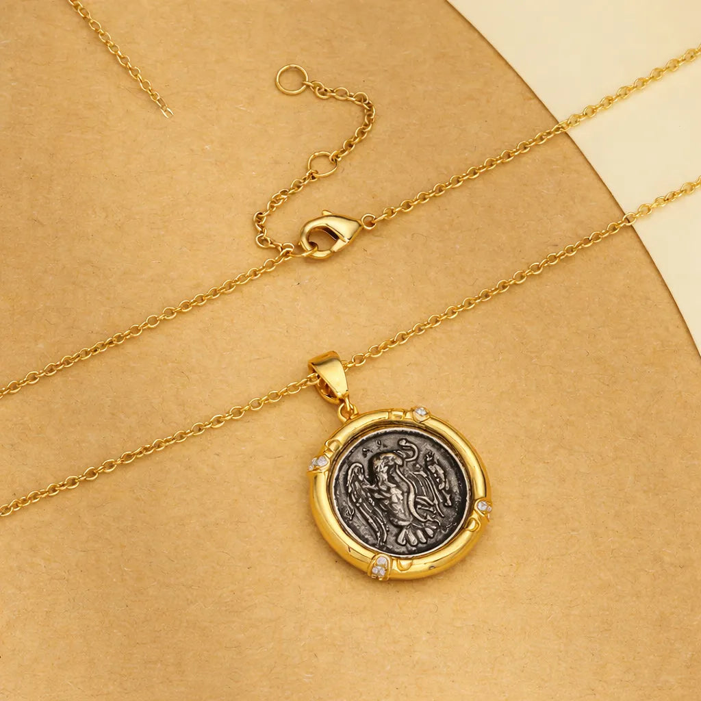 925 Sterling Silver Hera Framed Coin Pendant Necklace