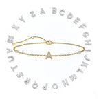 Initial Bracelet 925 Sterling Silver Adjustable Chain Bracelet