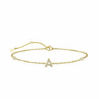 Initial Bracelet 925 Sterling Silver Adjustable Chain Bracelet