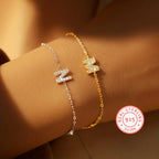 Initial Bracelet 925 Sterling Silver Adjustable Chain Bracelet
