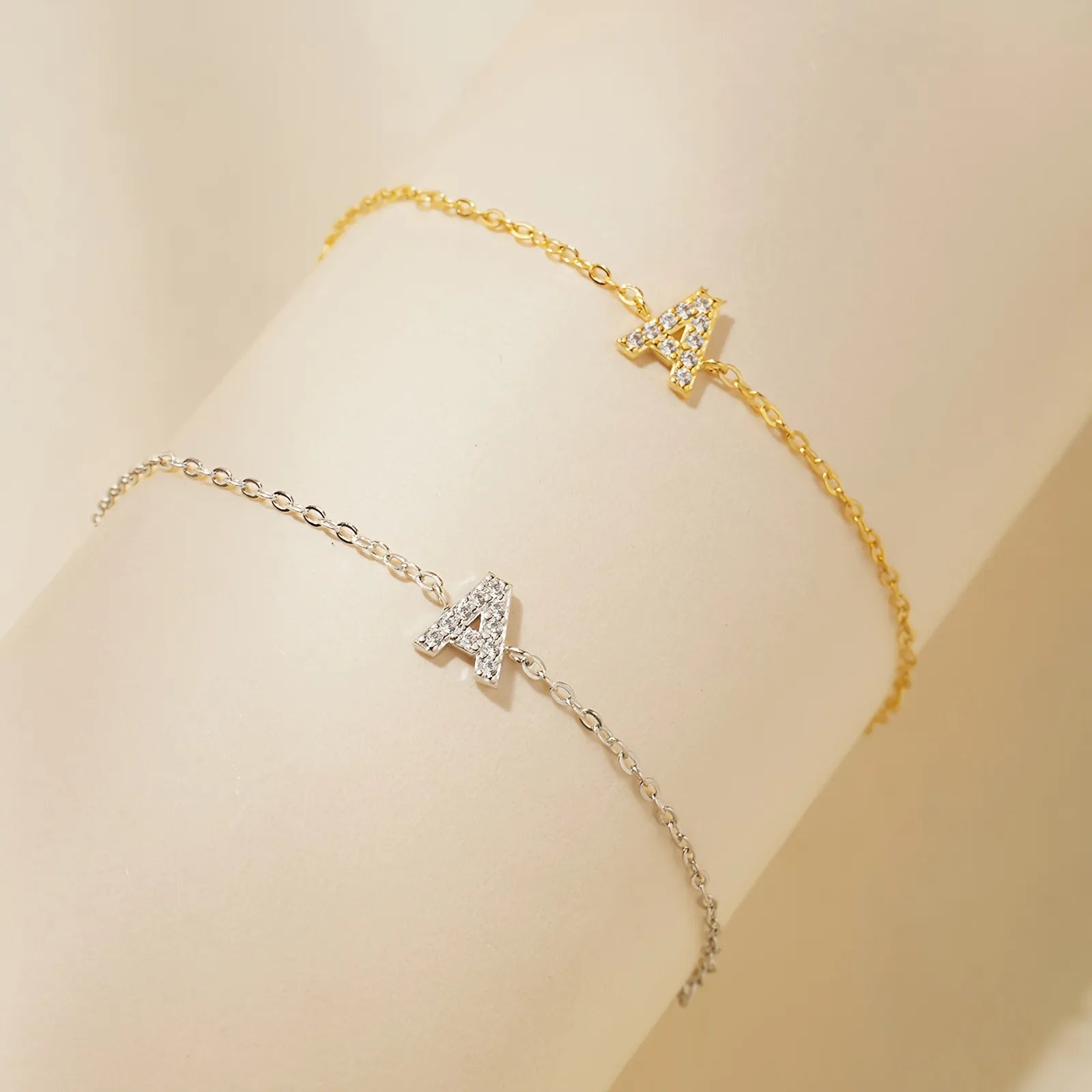 Initial Bracelet 925 Sterling Silver Adjustable Chain Bracelet