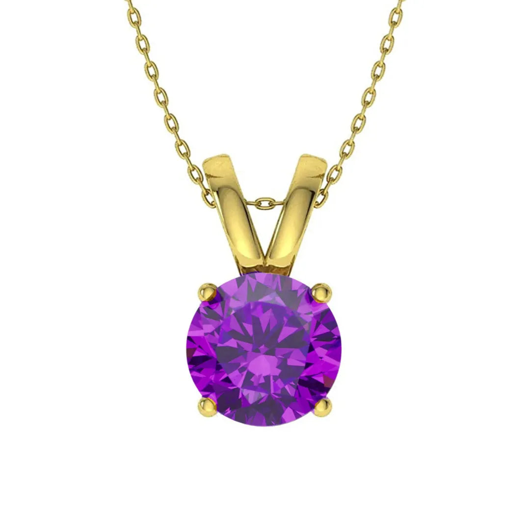 925 Sterling Silver Birthstone Solitaire Pendant Necklace for Women with Cubic Zirconia