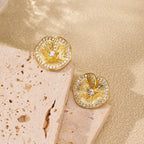Lotus Leaf Stud Earrings 925 Sterling Silver with Cubic Zirconia