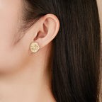 Lotus Leaf Stud Earrings 925 Sterling Silver with Cubic Zirconia