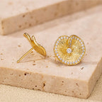 Lotus Leaf Stud Earrings 925 Sterling Silver with Cubic Zirconia