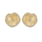 Lotus Leaf Stud Earrings 925 Sterling Silver with Cubic Zirconia