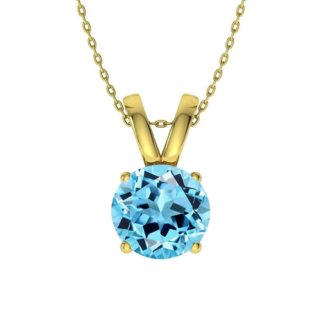 925 Sterling Silver Birthstone Solitaire Pendant Necklace for Women with Cubic Zirconia