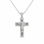 Moissanite Cross Necklace in 925 Sterling Silver Crucifix Religious Necklace for Men & Women