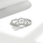 Crown Ring 925 Sterling Silver Moissanite Five Point Tiara Design