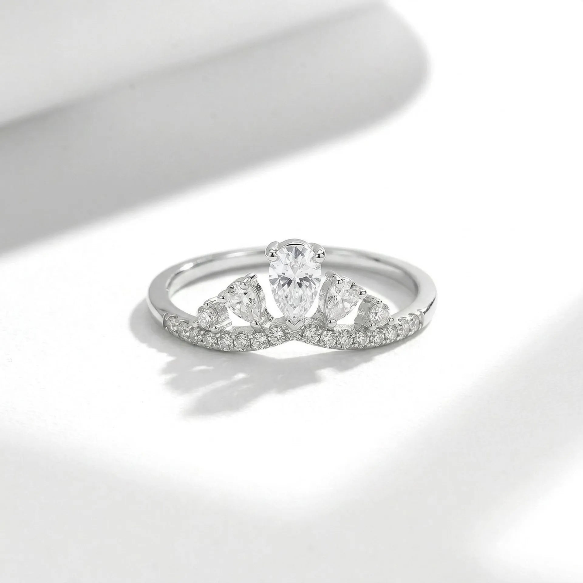 Crown Ring 925 Sterling Silver Moissanite Five Point Tiara Design