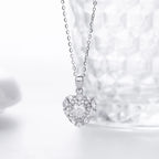 Moissanite Heart Necklace 925 Sterling Silver 0.5 Carat Heart Cut Stone With Pave Frame