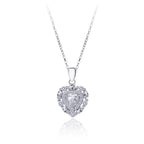 Moissanite Heart Necklace 925 Sterling Silver 0.5 Carat Heart Cut Stone With Pave Frame