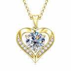 Moissanite Heart Pendant 925 Sterling Silver Necklace With 3 Carat Center Stone Held in a Heart Frame
