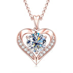 Moissanite Heart Pendant 925 Sterling Silver Necklace With 3 Carat Center Stone Held in a Heart Frame