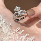 Princess Cut Moissanite Ring 1 Carat 925 Sterling Silver Crown Design