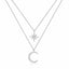 Moon And Star Necklace 925 Sterling Silver Layered Starburst