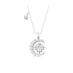 Moon and Star Necklace | 1 Carat Moissanite Crescent Moon Pendant in 925 Sterling Silver