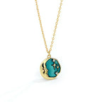 Moon Face Necklace 925 Sterling Silver 18K Gold Plated Green Starry Pendant