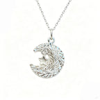 Moon And Star Necklace 925 Sterling Silver Woven Moon Design