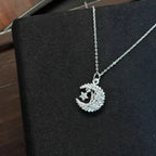 Moon And Star Necklace 925 Sterling Silver Woven Moon Design