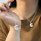 Moon And Star Necklace 925 Sterling Silver Woven Moon Design