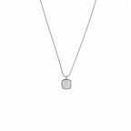 Mother of Pearl Necklace 925 Sterling Silver Rounded Square Pendant