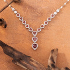 Garnet Heart Necklace 925 Sterling Silver Multi-Heart Lariat Drop