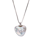 Pearl Heart Necklace 925 Sterling Silver Natural Baroque Pearl Pendant
