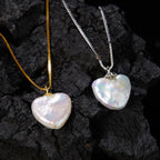 Pearl Heart Necklace 925 Sterling Silver Natural Baroque Pearl Pendant