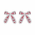 Pink Bow Stud Earrings in 925 Sterling Silver