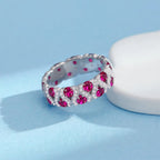 925 Sterling Silver Cubic Zirconia Wide Band Statement Ring