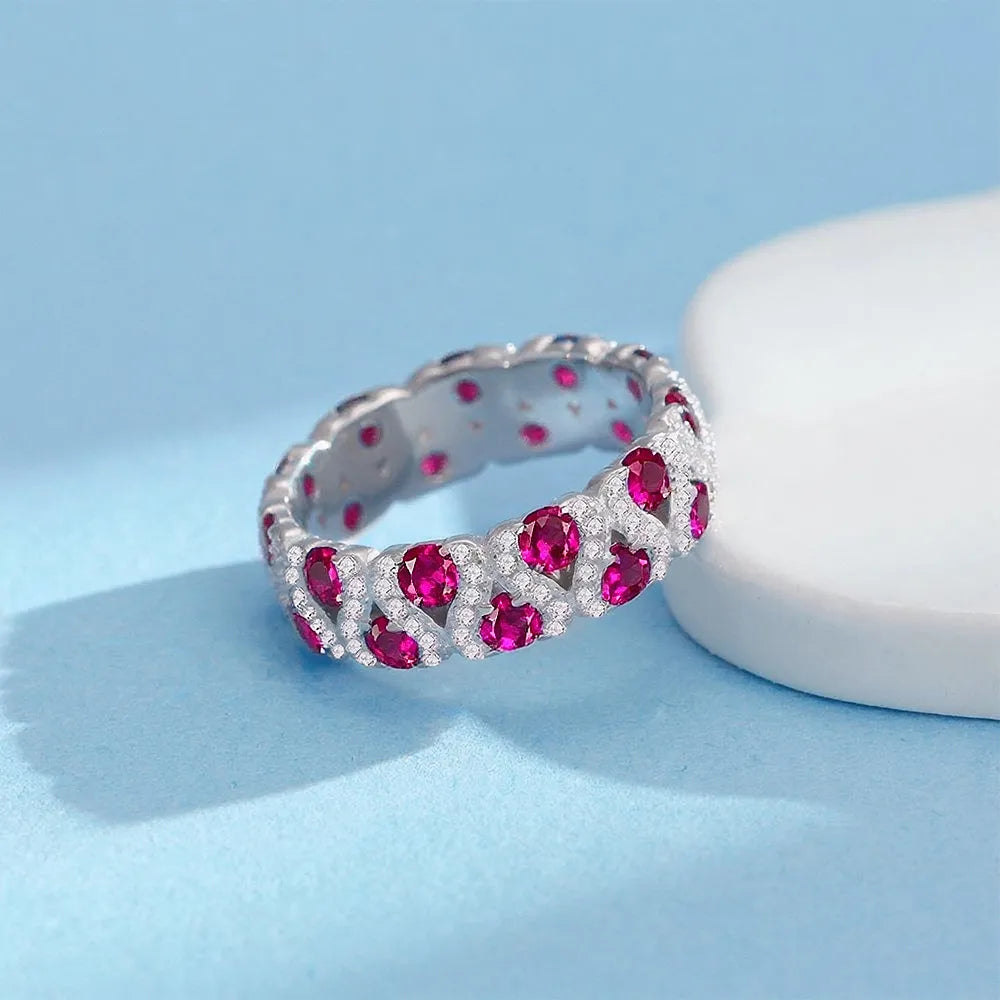 925 Sterling Silver Cubic Zirconia Wide Band Statement Ring