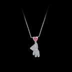 Bear Pendant Necklace 925 Sterling Silver Pink Heart
