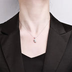 Bear Pendant Necklace 925 Sterling Silver Pink Heart
