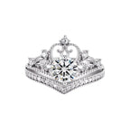 Princess Crown Ring 925 Sterling Silver 1 Carat Moissanite Beaded Edge Design