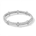 Quatrefoil Bracelet 925 Sterling Silver Brushed Openwork Bangle With Cubic Zirconia
