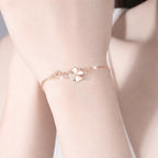 925 Sterling Silver Clover Chain Bracelet Adjustable for Women