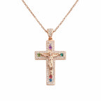 Moissanite Cross Necklace in 925 Sterling Silver Crucifix Religious Necklace for Men & Women