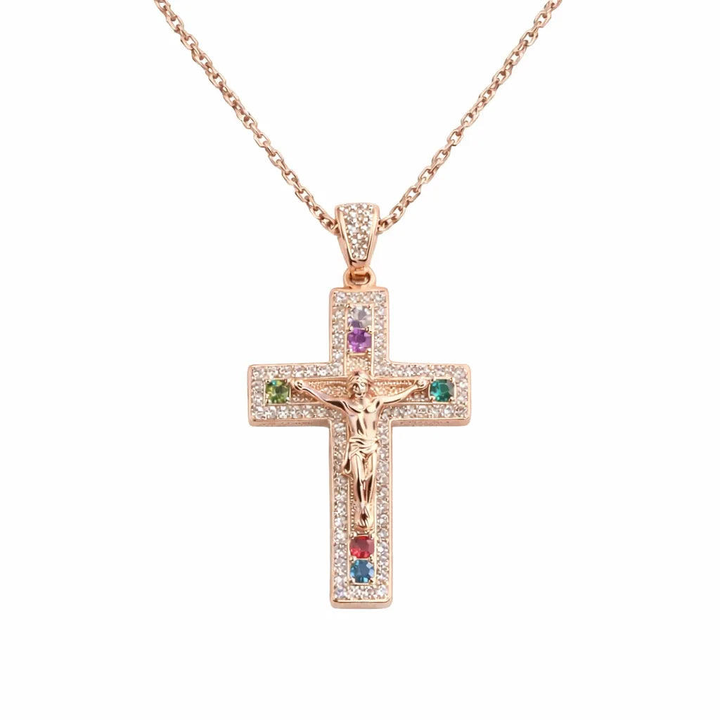 Moissanite Cross Necklace in 925 Sterling Silver Crucifix Religious Necklace for Men & Women