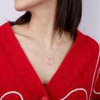 Double Heart Necklace 925 Sterling Silver Cubic Zirconia Pendant with Small Heart Detail