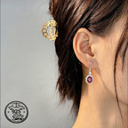 Ruby Drop Earrings in 925 Sterling Silver with Oval Halo