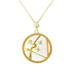 Zodiac Coin Pendant Necklace 925 Sterling Silver Gold