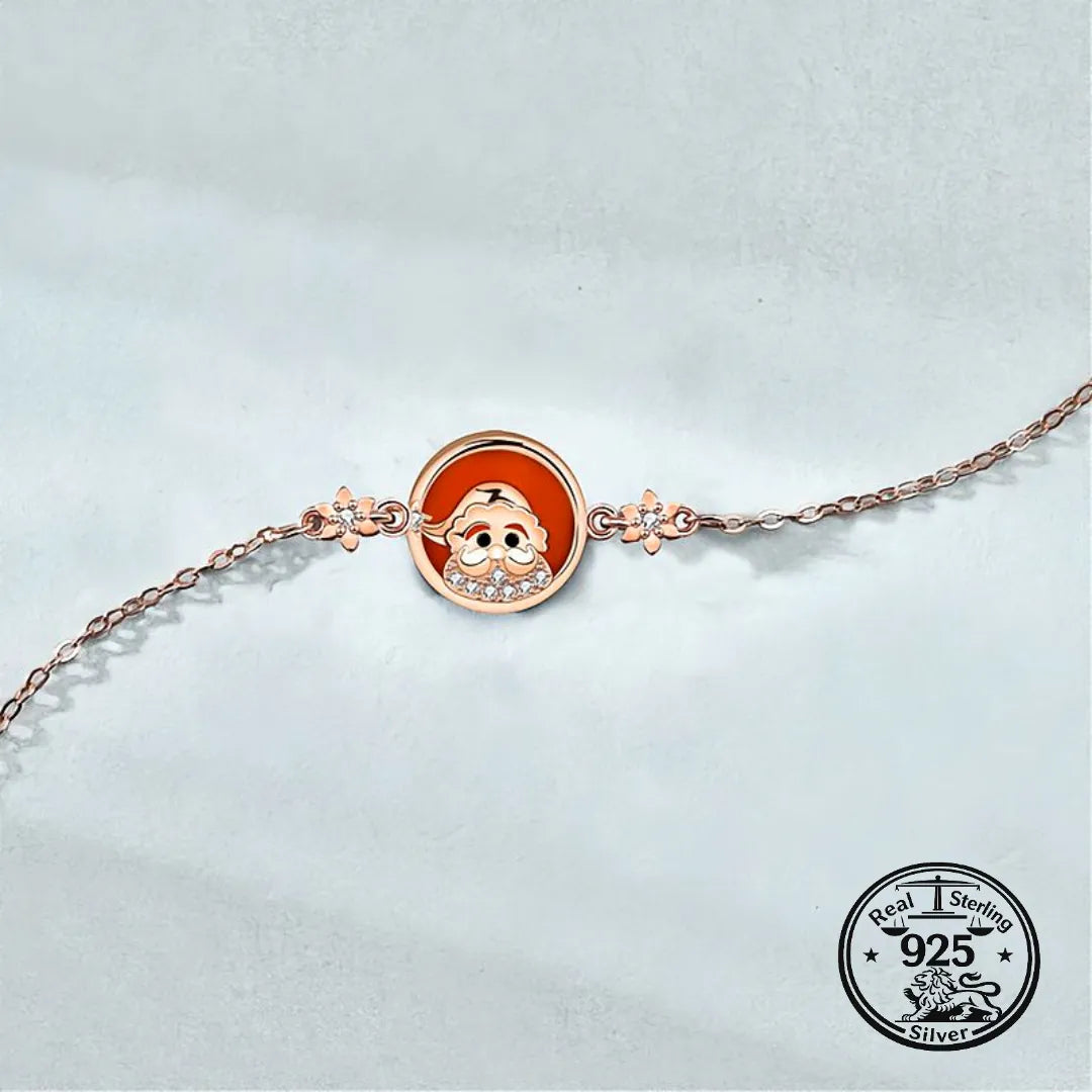 925 Sterling Silver Christmas Bracelet with Santa Medallion
