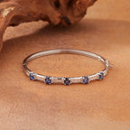 Gemstone Bangle Bracelet 925 Sterling Silver Five Stone Design