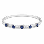 Gemstone Bangle Bracelet 925 Sterling Silver Five Stone Design