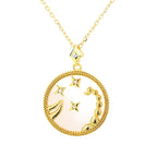 Zodiac Coin Pendant Necklace 925 Sterling Silver Gold